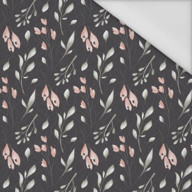 FLOWERS AND LEAVES pat. 2 / graphite  - Waterproof woven fabric