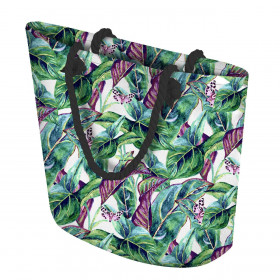TOTE BAG - LEAVES AND INSECTS PAT. 1 (TROPICAL NATURE) / white - sewing set