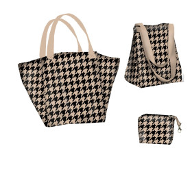 XL bag with in-bag pouch 2 in 1 - BLACK HOUNDSTOOTH / BEIGE - sewing set