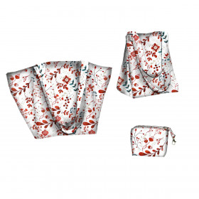 XL bag with in-bag pouch 2 in 1 - FOLK FLORAL pat. 2 (FOLK FOREST) - sewing set