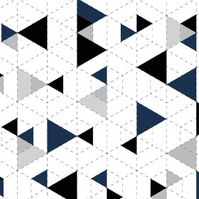 GEOMETRIC TRIANGLES NAVY 2 / white - looped knit 