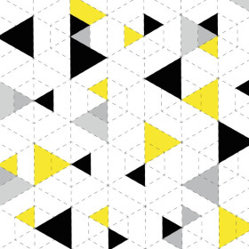 GEOMETRIC TRIANGLES YELLOW 2 / white - Cotton woven fabric