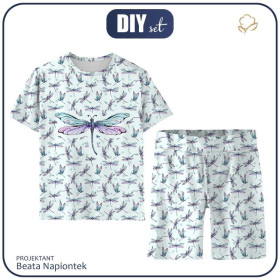 CHILDREN'S PAJAMAS "ADA" (98/104) - DRAGONFLIES pat. 2 (DRAGONFLIES AND DANDELIONS) - Bamboo Single Jersey with elastan 