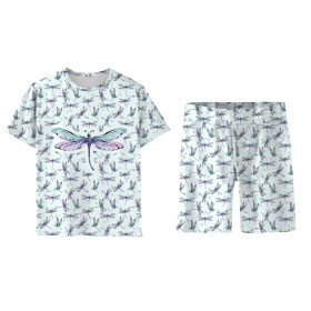 CHILDREN'S PAJAMAS "ADA" (98/104) - DRAGONFLIES pat. 2 (DRAGONFLIES AND DANDELIONS) - Bamboo Single Jersey with elastan 