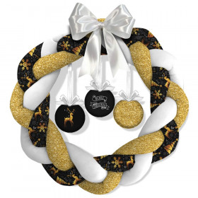 CHRISTMAS WREATH - GOLDEN DEERS / black - sewing set