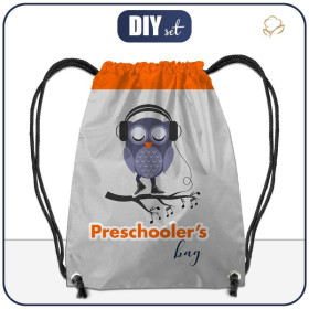 GYM BAG - OWL WITH HEADPHONES / grey EN / Choice of sizes