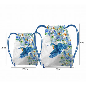 GYM BAG - KINGFISHERS AND LILACS (KINGFISHERS IN THE MEADOW) / white - sewing set