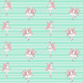 FAIRIES / mint - Cotton woven fabric