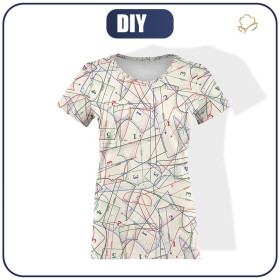 WOMEN’S T-SHIRT - PATTERN (HOBBIES AND JOBS) - ecru / white - single jersey