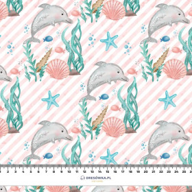 DOLPHINS / STRIPES (MAGICAL OCEAN) / pink - swimsuit lycra