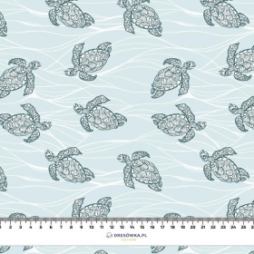 TURTLES / seaweed (BLUE PLANET) - Cotton woven fabric
