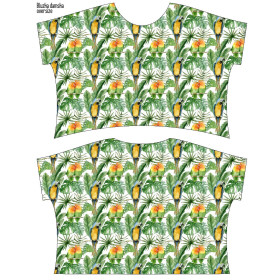 FLIMSY OVERSIZE BLOUSE "ELENA" - PARROTS pat. 2 / white (JUNGLE) - sewing set