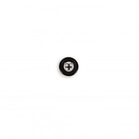 Plastic button 11mm black with white border  