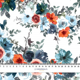 WATER-COLOR FLOWERS pat. 2 / white - looped knit fabric