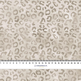 SPOTS / BEIGE (SNOW LEOPARDS)- Upholstery velour 