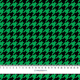 BLACK HOUNDSTOOTH / green - looped knit fabric