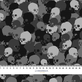 CAMOUFLAGE SKULLS / olive - looped knit fabric with elastane ITY
