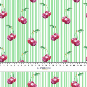 CHERRIES / stripes - brushed knit fabric with teddy / alpine fleece