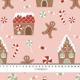 GINGERBREAD HOUSE (CHRISTMAS GINGERBREAD) / dusky pink - brushed knit fabric with teddy / alpine fleece