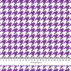 PURPLE HOUNDSTOOTH / WHITE - looped knit fabric