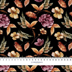 GOLDEN GARDEN pat. 1 (COLORFUL AUTUMN) / black - looped knit fabric with elastane ITY