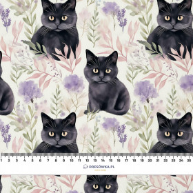 PASTEL BLACK CAT - looped knit fabric