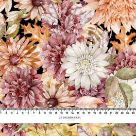 AUTUMN FLOWERS (GOLDEN AUTUMN) / black - Woven Fabric for tablecloths