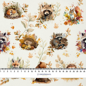 AUTUMN ANIMALS / white - Waterproof woven fabric