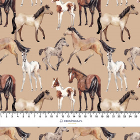 HORSES / beige - looped knit fabric