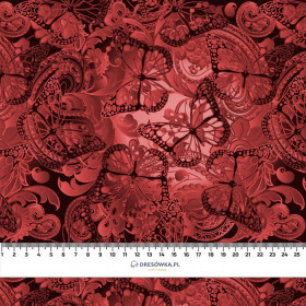 LACE BUTTERFLIES / red - looped knit fabric with elastane ITY