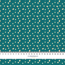 100cm SMALL FLOWERS AND POLKA DOTS - organic looped knit fabric