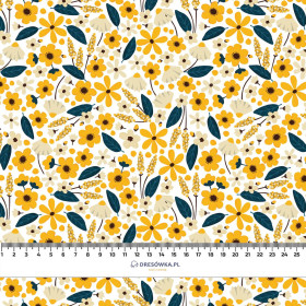 SMALL FLOWERS pat. 2 / white - looped knit fabric