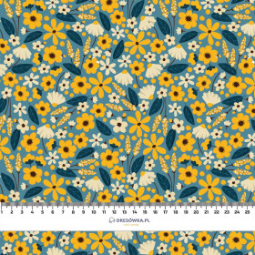 SMALL FLOWERS pat. 2 / blue - single jersey with elastane 