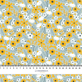 SMALL FLOWERS pat. 2 / light grey - looped knit fabric