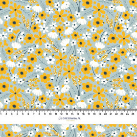 SMALL FLOWERS pat. 2 / light grey - Cotton woven fabric