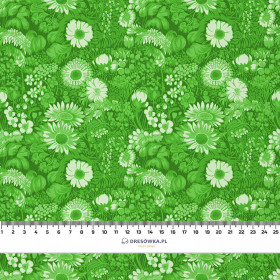 LIME GREEN / FLOWERS - Crepe