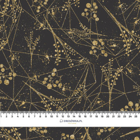 LEAVES pat. 12 (gold) / black  - Cotton woven fabric