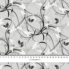 LEAVES pat. 1 (grey) - viscose woven fabric