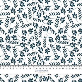 SMALL LEAVES pat. 2 / white - Cotton woven fabric