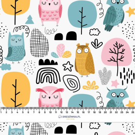 PAINTED OWLS - looped knit fabric
