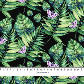 MINI LEAVES AND INSECTS PAT. 4 (TROPICAL NATURE) / black - Cotton woven fabric