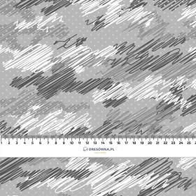 CAMOUFLAGE - scribble / grey - PERKAL Cotton fabric