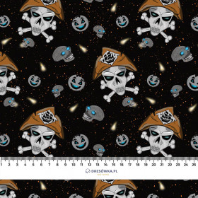 PIRATE SKULLS / BLACK (SCARY HALLOWEEN) - brushed knitwear with elastane ITY