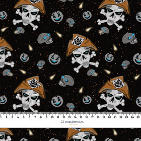 PIRATE SKULLS / BLACK (SCARY HALLOWEEN) - Waterproof woven fabric