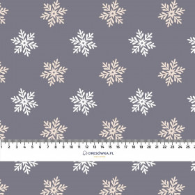 SNOWFLAKES pat. 5 (WINTER TIME) / grey - Cotton woven fabric