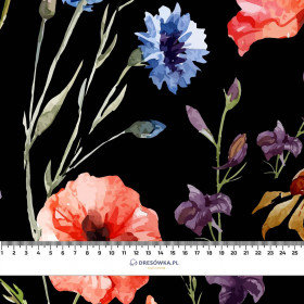 FIELD FLOWERS / black - looped knit fabric with elastane ITY