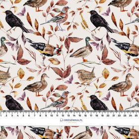 100cm BIRDS PAT. 2 / WHITE (COLORFUL AUTUMN) - single jersey with elastane 