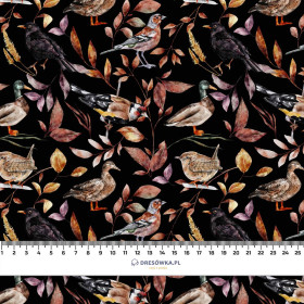 BIRDS PAT. 2 / BLACK (COLORFUL AUTUMN) - Waterproof woven fabric