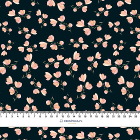 PINK FLOWERS PAT. 4 / black - looped knit fabric with elastane ITY