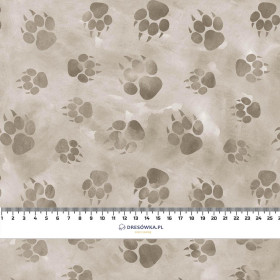 PAW PRINTS / BEIGE (SNOW LEOPARDS) - lycra 300g